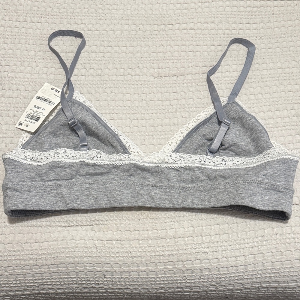 🆕 Jenni Gray with White Lace Bralette. XL. NWT!💥💥 - Picture 3 of 3